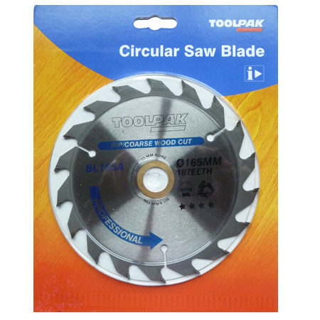 TCT Circular Saw Blade 165mm x 30mm x 18T Professional Toolpak 